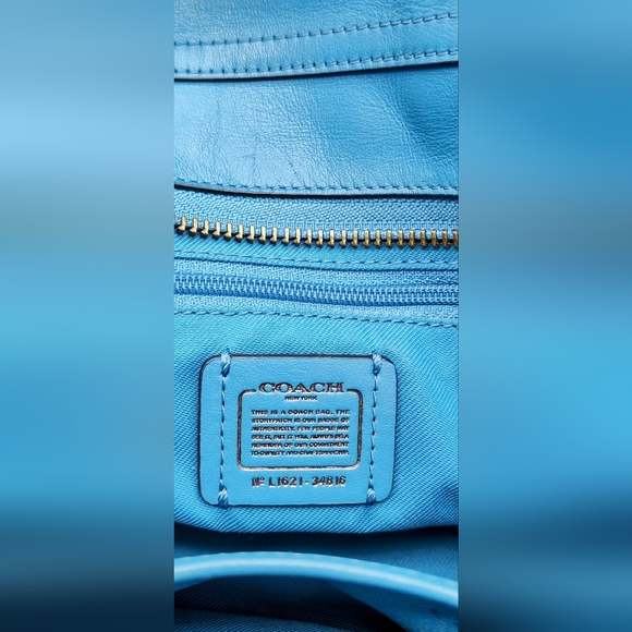 Coach Swagger 21 in Azure Blue Pebbled Leather with Rexy Charm - Picture 13 of 14